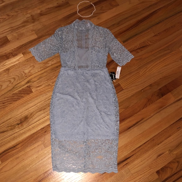 Express Dresses & Skirts - Express Light Blue Lace Bodycon Dress Size 2